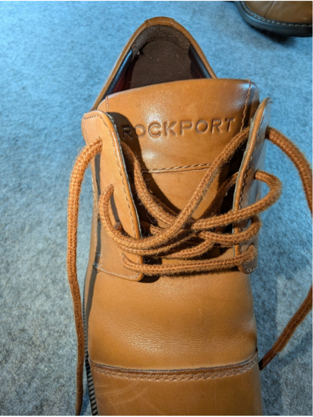 Rockport Tanner Men's Cap Toe Oxford Dress Shoes CI1076 Cognac Leather Size 9 M - Picture 13 of 14